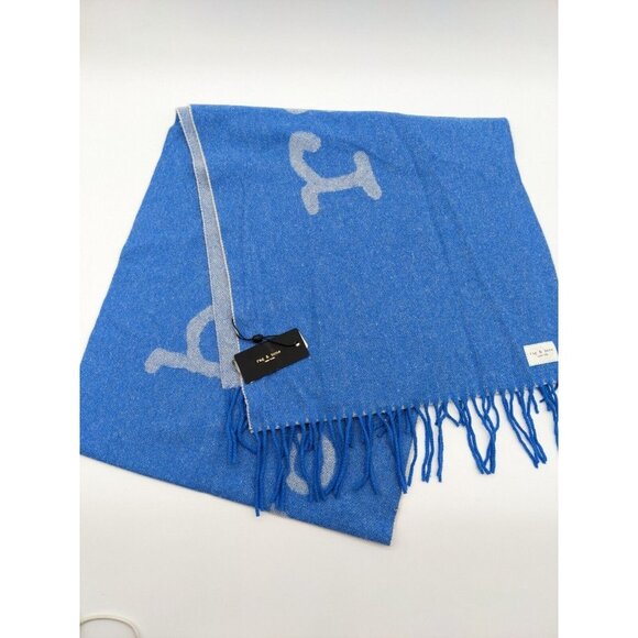 RAG & BONE Addison Skinny recycled wool women's winter scarf - BLUE - Picture 3 of 9